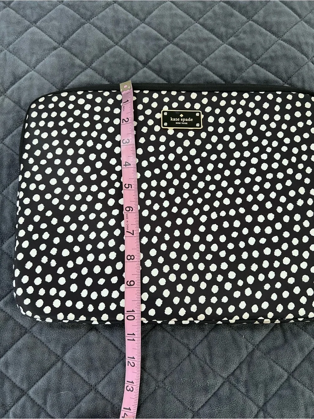 Kate Spade black polka dot laptop case sleeve pouch Case Bag Zip Around